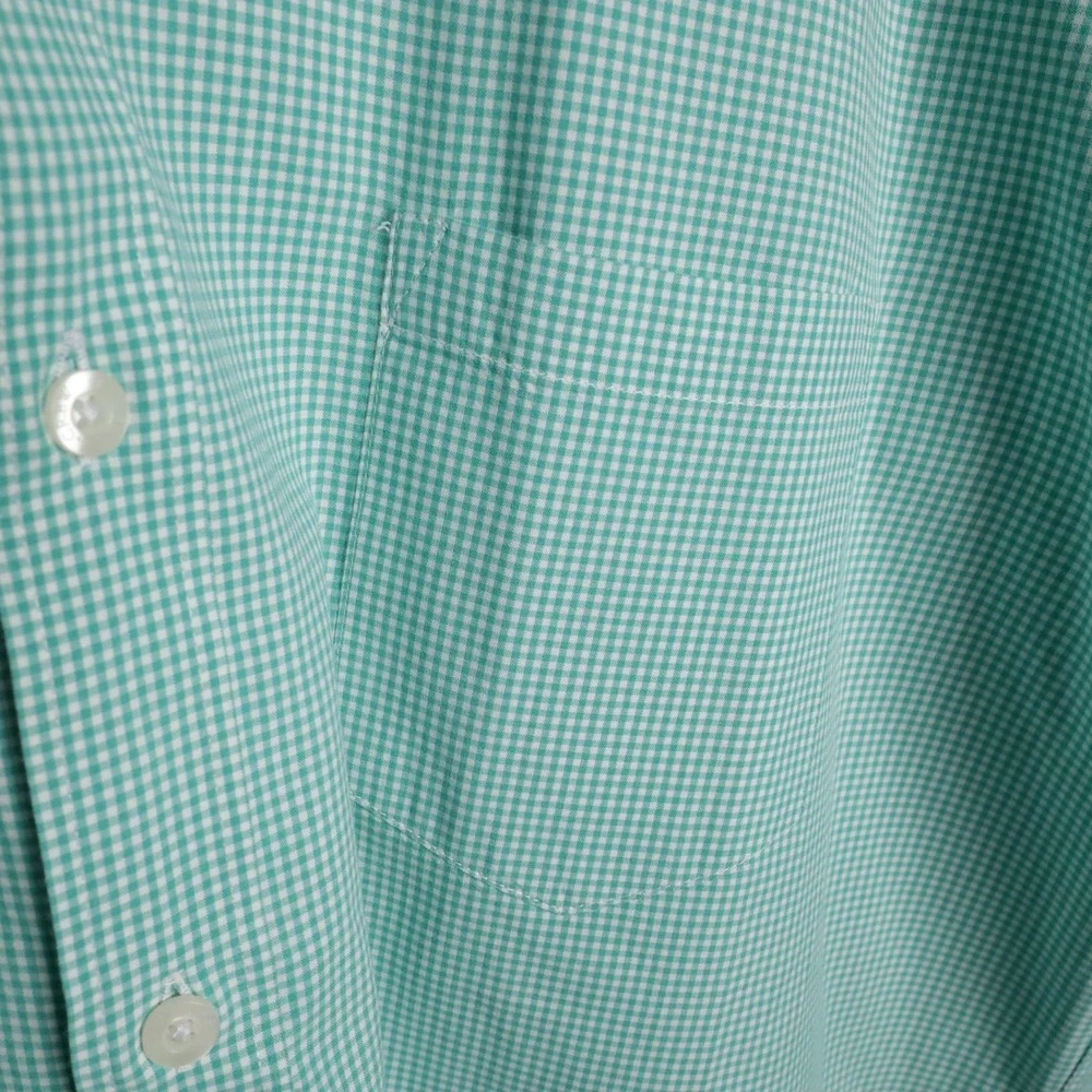J. Crew Gingham‎ Button Down Shirt Long Sleeve Men XL Mint Green White Casual